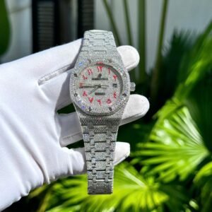 Audemars Piguet Royal Oak Red Arabic Numerals Iced Out Moissanite Super Clone 41m