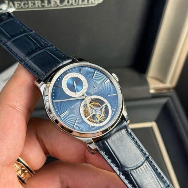 Jaeger-LeCoultre Master Ultra Thin Tourbillon Blue Dial Leather Best Replica APSF 40mm