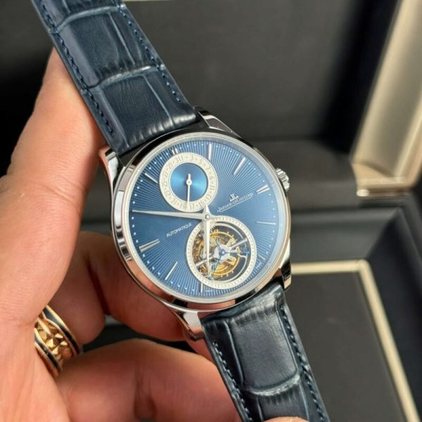 Jaeger-LeCoultre Master Ultra Thin Tourbillon Blue Dial Leather Best Replica APSF 40mm