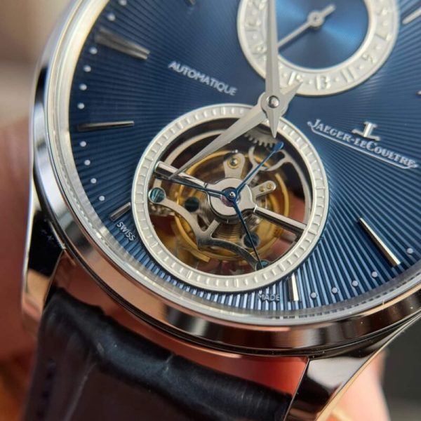 Jaeger-LeCoultre Master Ultra Thin Tourbillon Blue Dial Leather Best Replica APSF 40mm