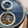 Jaeger-LeCoultre Master Ultra Thin Tourbillon Blue Dial Leather Best Replica APSF 40mm