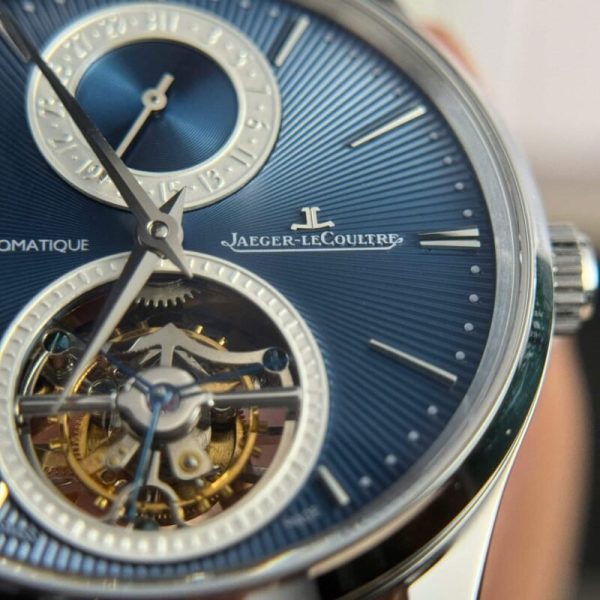 Jaeger-LeCoultre Master Ultra Thin Tourbillon Blue Dial Leather Best Replica APSF 40mm